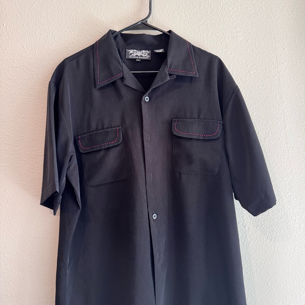Vintage Black Shirt with Embroidered Hula Dancer - Picture 5 of 7